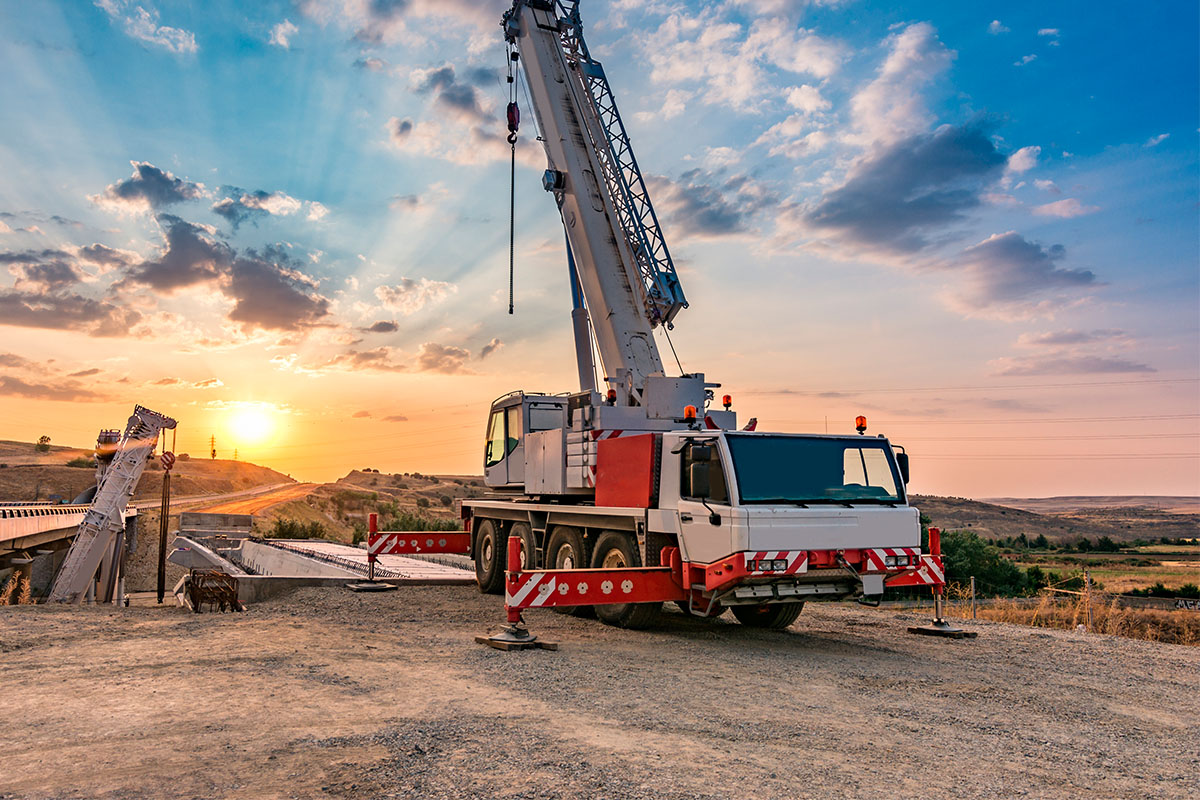 Heavy machinery crane at job site